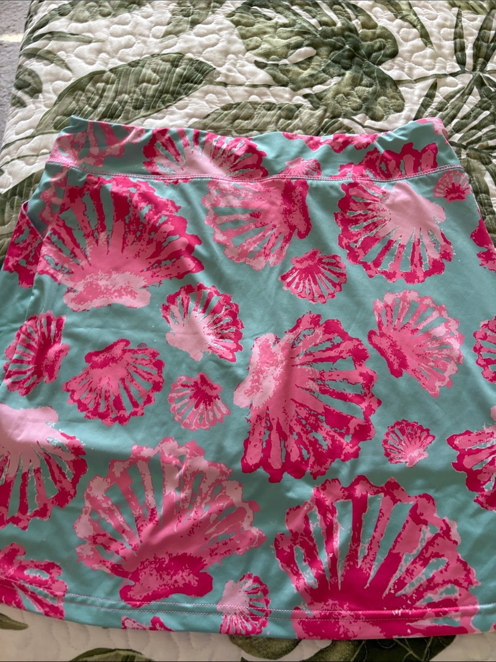 Ana Clare Aqua & Pink Shell-Print Women's Skirt L - Picture 4 of 4